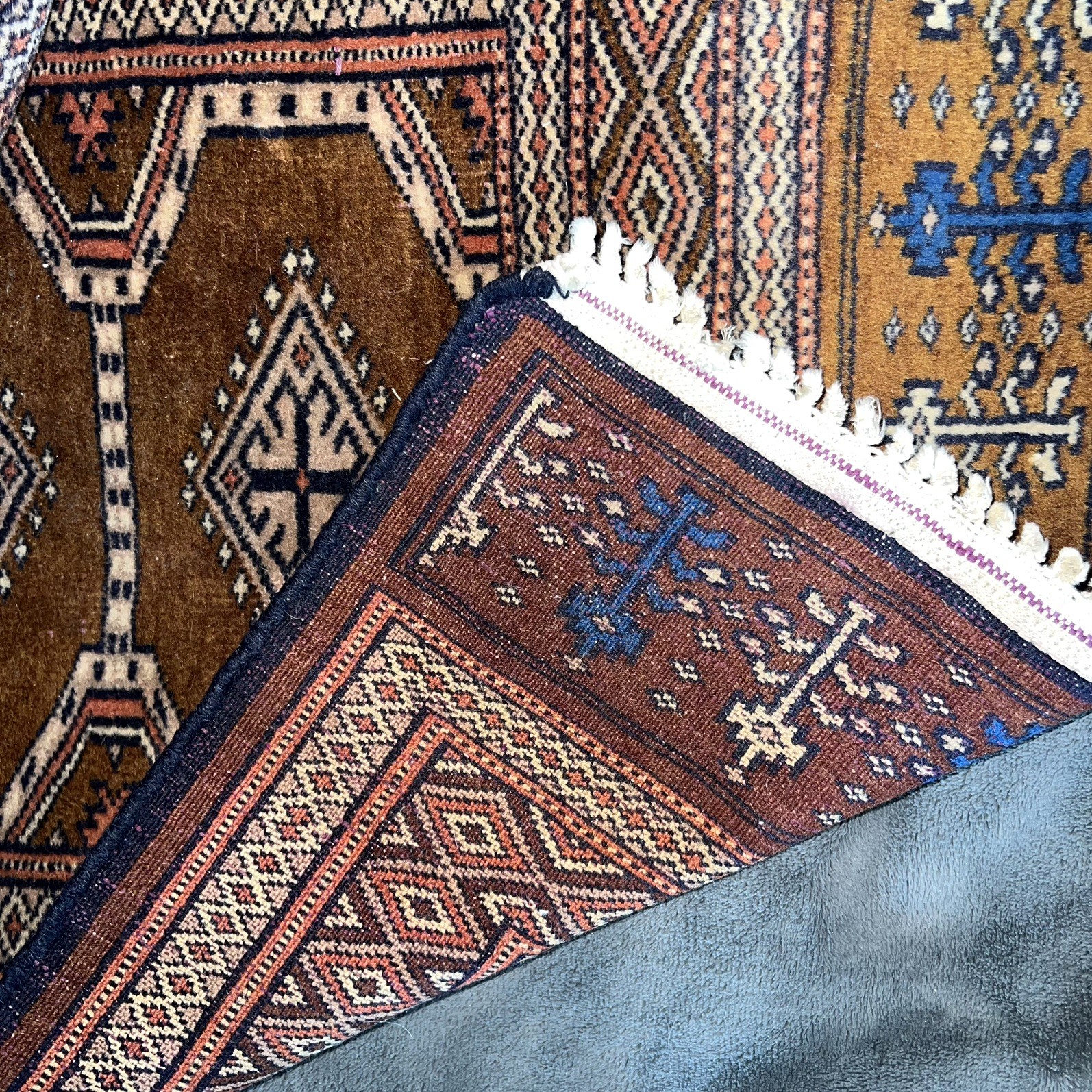 Vintage Bokhara Jhaldar Wool Runner Rug hand-knotted Oriental Turkish Geometric gallery