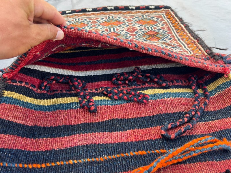 1'5x3'5 ft Vintage Afghan Saddle Bag – Handwoven Tribal Wool Nomadic Rug Decor gallery