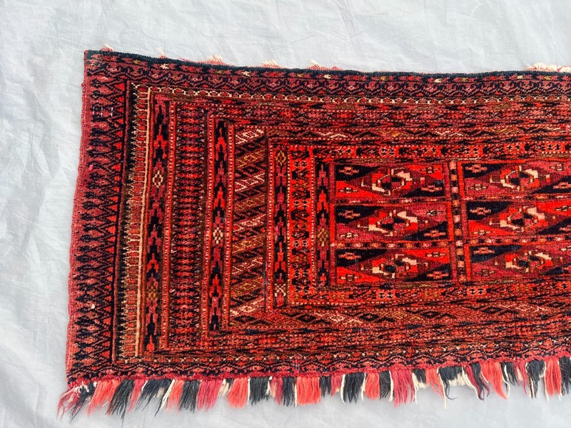 1'2 x 3'11 ft Antique Turkmen Chuwal Hand Knotted Tribal Wool Rug Rare Wall Rug gallery