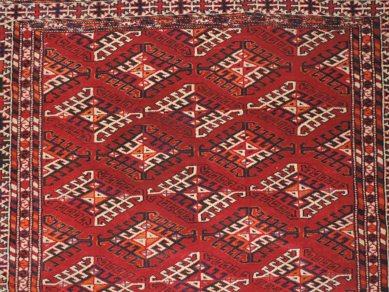 4x7ft. Handmade Turkoman Bokharra Wool Rug gallery