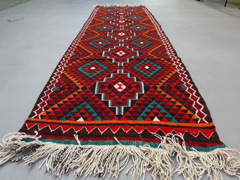 Turkish Kilim Runner 330x100 cm, Vintage Kelim Rug, Flat weave 2512 gallery