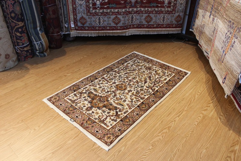 _HAND-MADE_RUG. Bukhara Turkmen design LIGHT BROWN wool area rug gallery