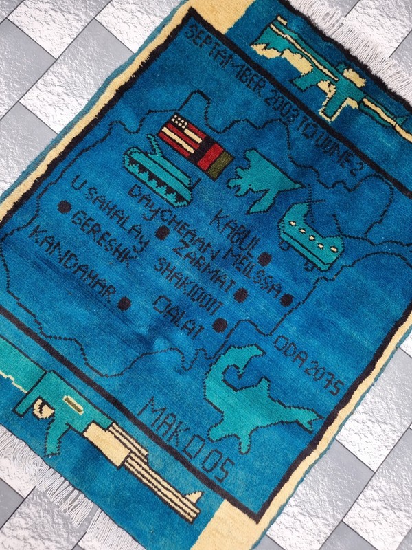 Handmade Afghan Vintage War Rug Historical War Rug Wool Area Rug Size 80x60 cm gallery