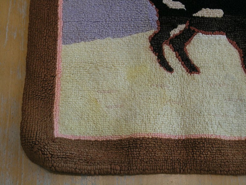 Grenfell Labrador Newfoundland Silk Stocking Hooked Rug Animal Mat 16x14" AS IS gallery