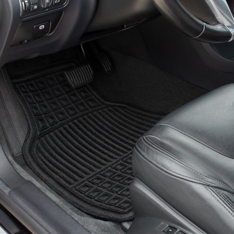 Universal Fit Black Woven Car Floor Mats 4 Pack Durable Easy Clean Non-Slip New gallery