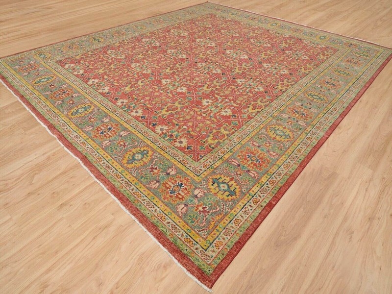 14'x16'5" Fire Brick Red, Sheared Low, 100% Wool, Hand Knotted, Antiqued Oushak gallery
