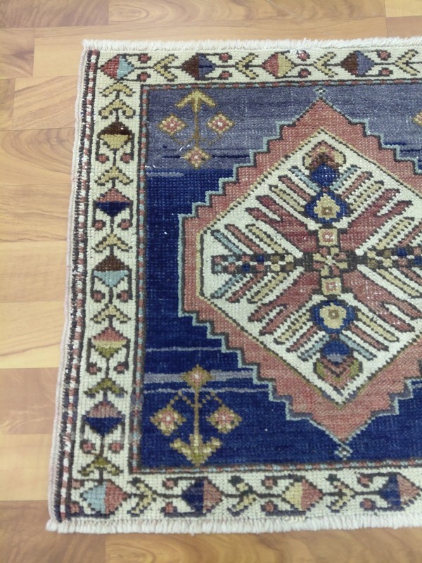 4 Direction 4 Eagle Rug Antique Square Blue Geometric Rug Cappadocia Design Rug gallery