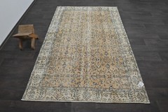 Oushak Turkish Vintage Rug 5×8 Kilim Rug Anatolian Handmade Boho Decor ORANGE
