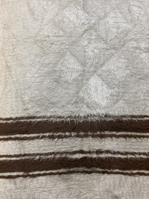 Vintage Turkish Angora Wool Blanket Kilim Rug Siirt 131x77cm gallery