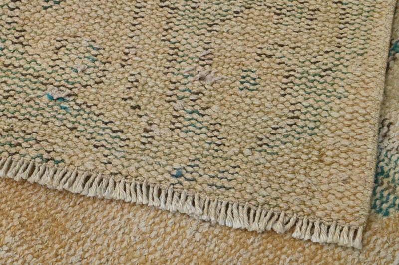 Vintage Turkish Runner Rug 2x5ft BEIGE Handmade Anatolian Oushak Hallway Wool gallery