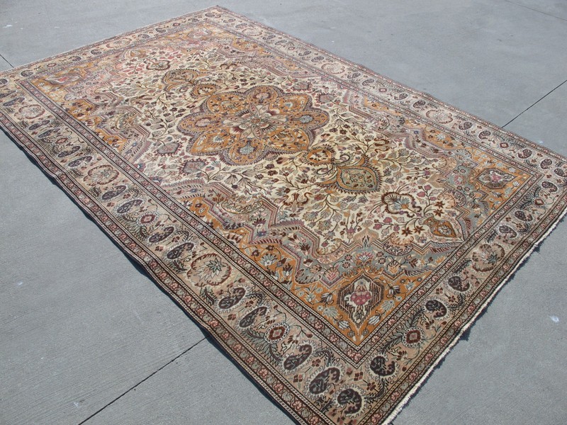Antique Traditional Rug 6x10 Large Floral Turkish Rug 6.4x9.6 Muted Distressed gallery