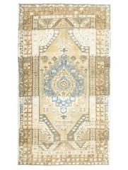 Muted Turkish Oushak Tribal Wool Area Rug 4.2×7.6 feet Hand Woven Vintage Carpet