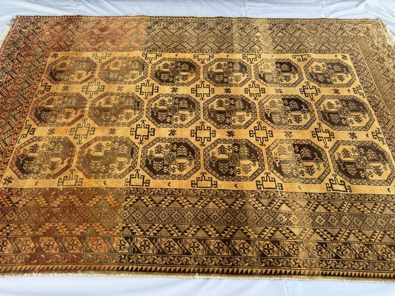 1920s Antique Turkmen Ersari Rug 7x10 Terracotta Handmade Persian Style Carpet gallery