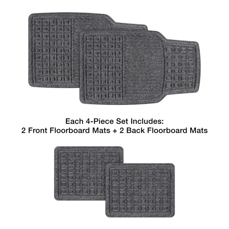 Universal Fit Charcoal Auto Mats Antimicrobial 4 Pack Heavyweight Rubber Base US gallery