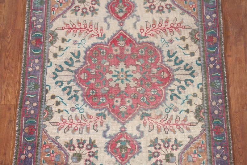 Vintage Ivory/ Purple Rug 3x5 Traditional Floral Hand-knotted Wool Carpet gallery