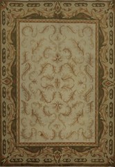 Sophisticated Aubusson French Area Rug 8×10 with Ornate Details Handmade Carpet