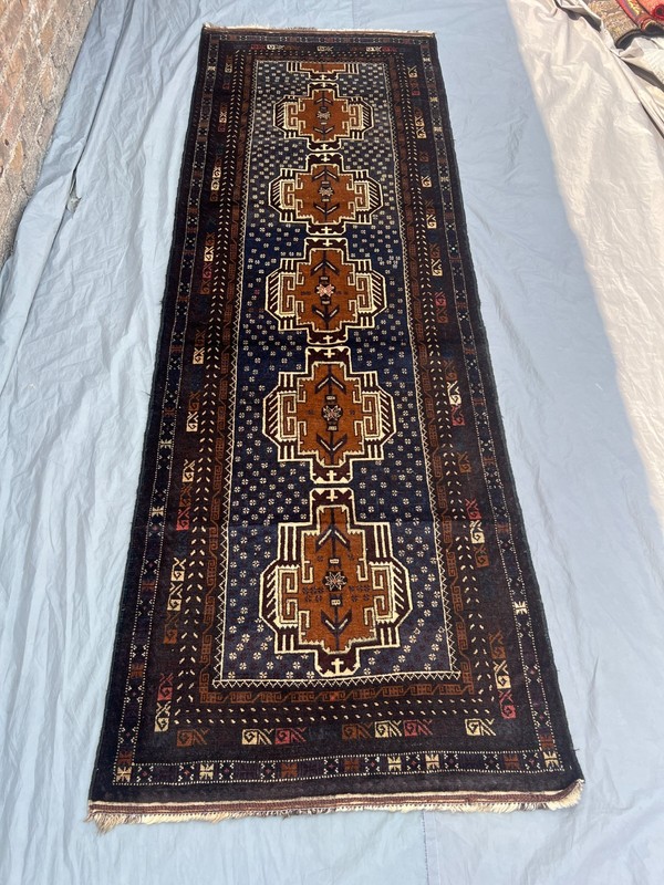 3'2 x 9'6 ft Vintage Afghan Runner Rug Hand Knotted Wool Traditional Tribal Rug gallery