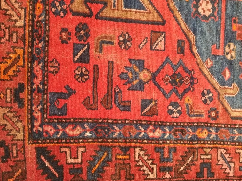 Vintage Traditional Handmade Karajeh Wool Multicolor Rug 198x115cm gallery