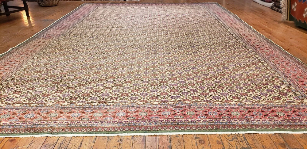 Magnificent Antique 1940's Wool Pile Vegy Dye Legendary Hereke Rug 7'4"×11'2"