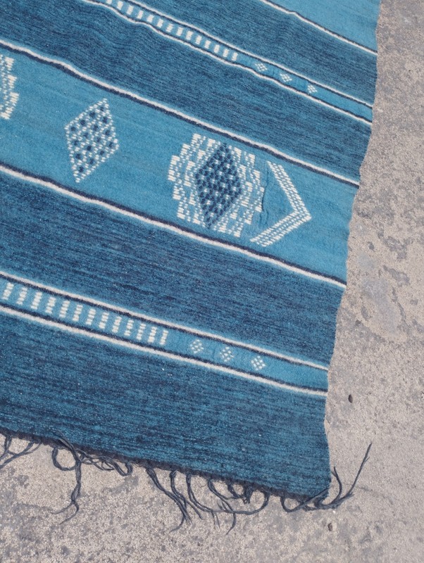 Vintage Handmade Tunisian Geometric Wool Kilim Rug 222x109 cm gallery