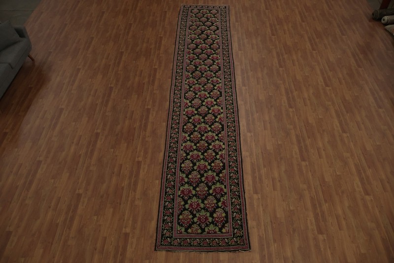Antique Black Long Runner Rug 3x18 Handmade Wool Vegetable Dye Traditional Style gallery