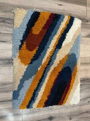 Vintage Hand-Woven Rug Hook Wool Multicolor Abstract Wall Hanging/Rug 22″ x 30″