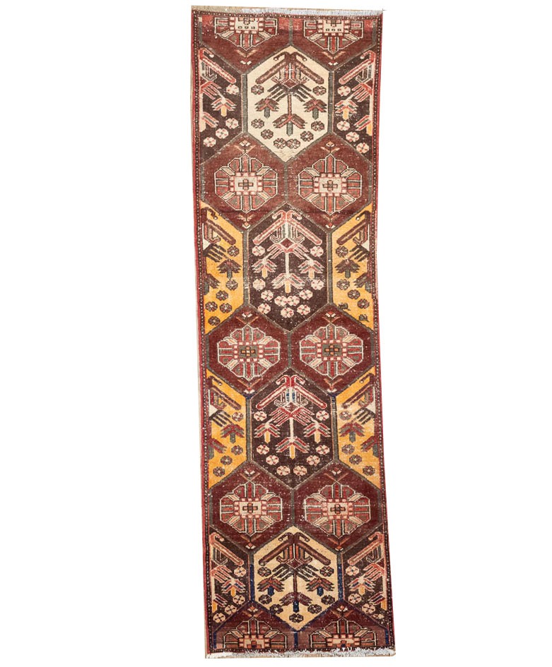 2'8 x 9'5 Semi-Antique Handmade Geometric Runner Rug Hallway Carpet 3x10 Ft