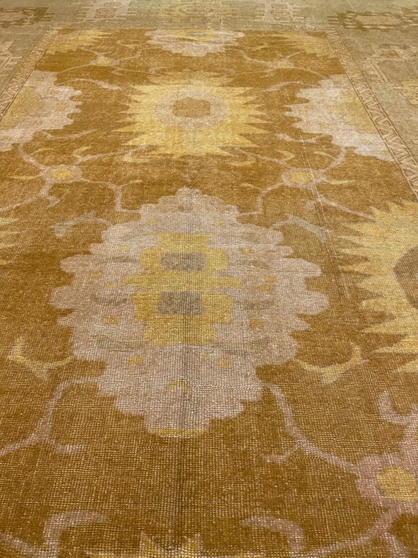 Oriental Hand-Knotted Wool Area Rug Turkish Oushak Gold/Beige 11'5" x 13'10" gallery