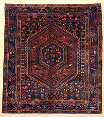 Vintage Zanjan Tribal Oriental Area Rug 5×7 Hand Knotted Wool Red Geometric Boho
