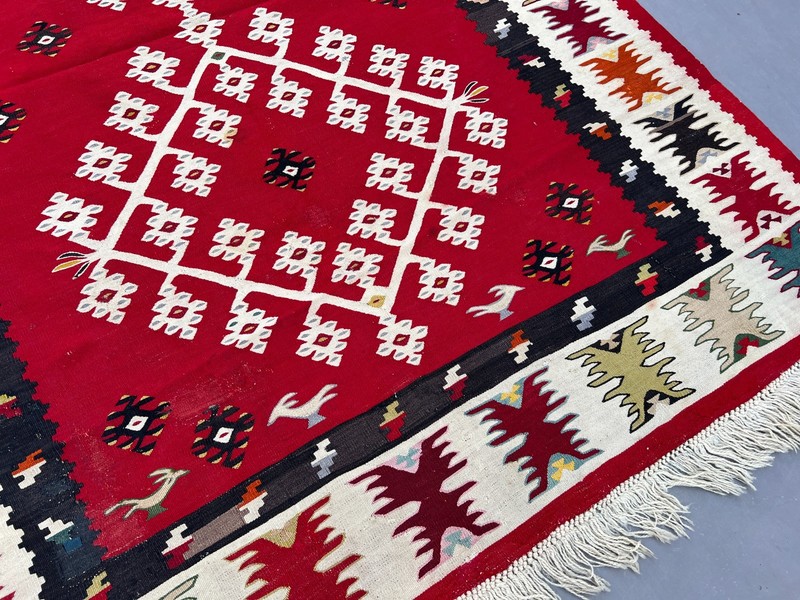 4'6x6'7 Vintage Turkish Hand Woven Kilim Rug Flat Weave Red Tribal Bedroom Rug gallery