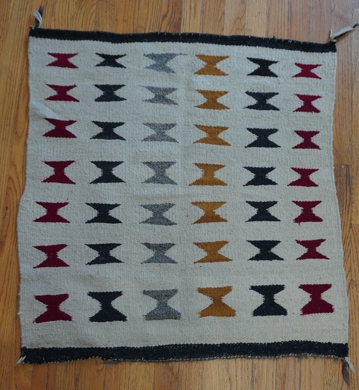 2'7" x 2'9" Vintage Navajo Wool Hand Woven South West Rug gallery