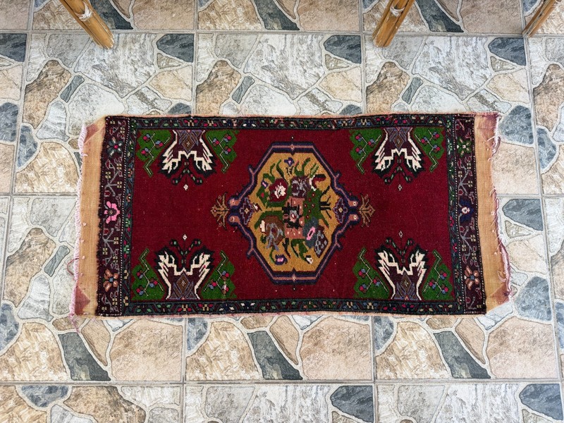 Rustic Red Vintage Area Rug 2x3 Distressed Tribal Anatolian Shabby Wool Carpet gallery