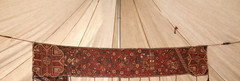 Shirvan Rug Altered To Wall Hanging Wool With Tassels 105″ L x 9″-12′ W