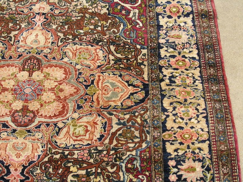 Antique 1850s I s p h a h a n Ahmad Agha Fine Oriental Rug Carpet 4'9"x6'3" pile gallery