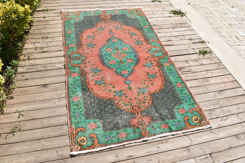 Turkish Rug 3x6 Handwoven Oushak Rug 114x206cm Natural Wool Carpet Muted Rug gallery
