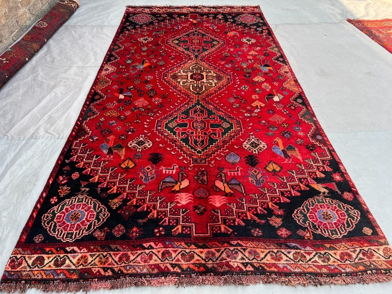 4'3 x 8'7 ft Vintage Afghan Tribal Pictorial Hand knotted Wool Traditional Rug gallery