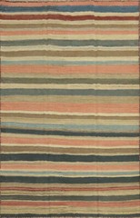 Vegetable Dye Stripe Kilim Flat weave Rug Reversible Vintage Handmade Carpet 5×7