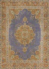 Purple Wool Traditional Vintage Handmade Room Size Rug 8×11 Medallion Carpet