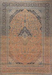 Rust Wool Floral Najafabad Vintage Rug 10×13 Hand-knotted Living Room Carpet