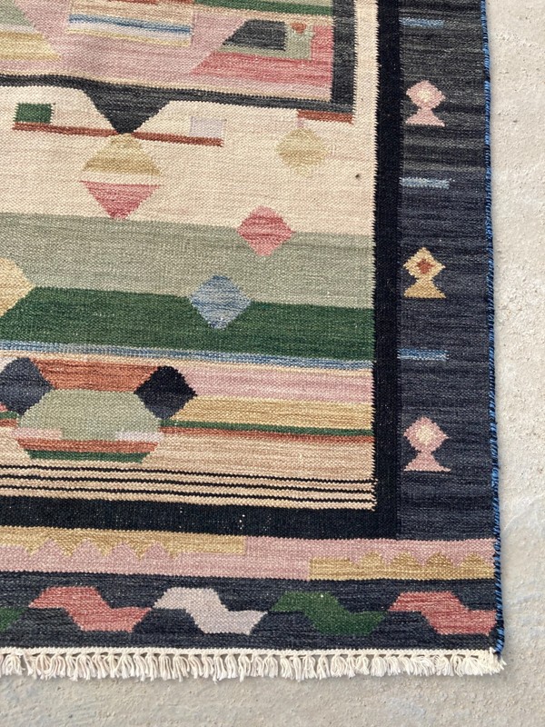 Vintage Handmade Turkish Geometric Wool Kilim Rug 160x92 cm gallery