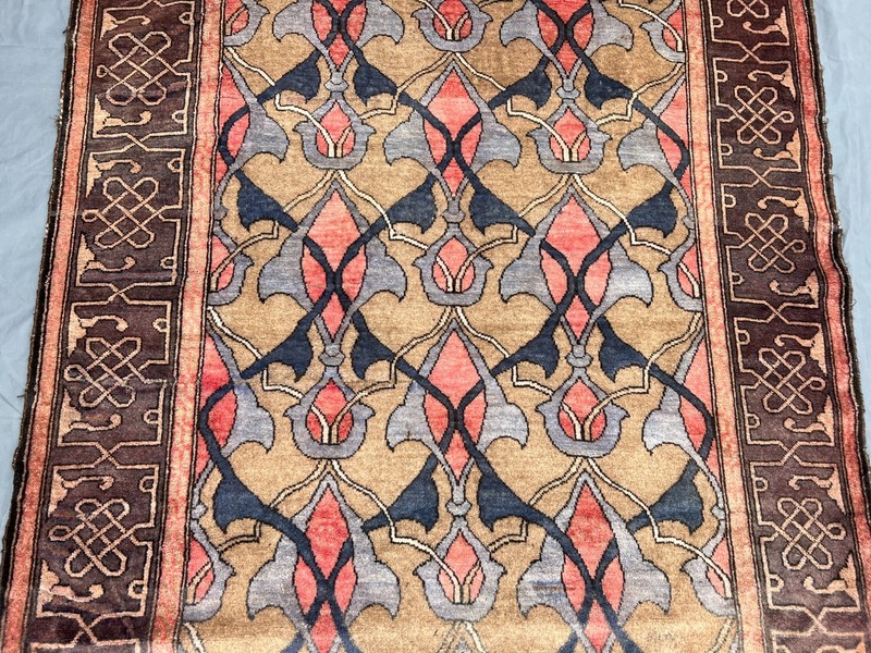 4'6 x 6'5 ft Antique Afghan Hand-Knotted Tribal Wool Rare Faded Geometric Rug gallery