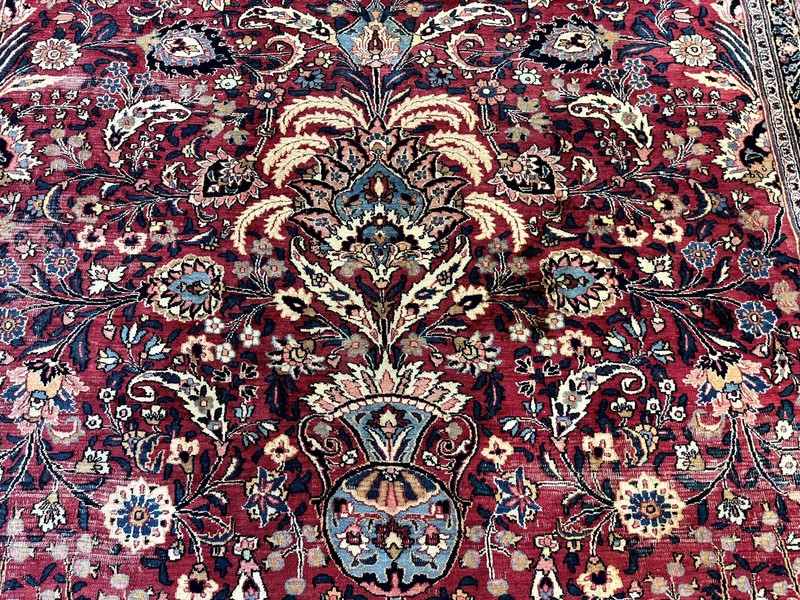 Antique Per'sian Rug 10x12 Red Ivory Traditional Carpet Allover Pattern gallery