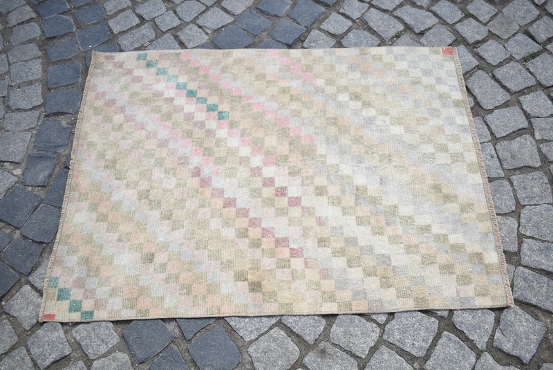 Turkish Rug 2'9'' x 3'9'' ft Vintage Oushak Rug Anatolian Organic Wool Area Rug gallery