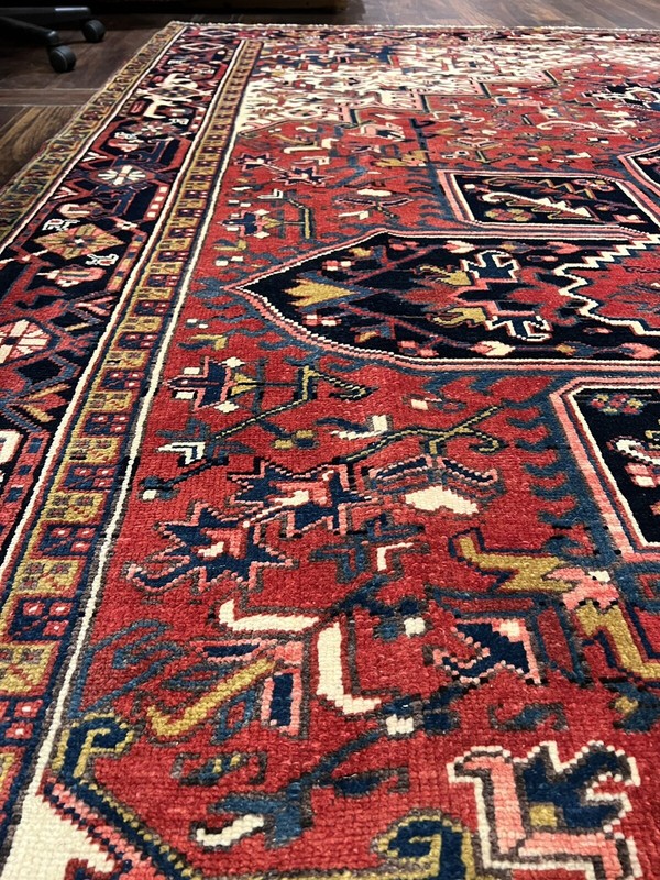 Unique Hand Knotted Vintage Heriz Serapi Area Rug Geometric Carpet 8’5x11’6,297 gallery