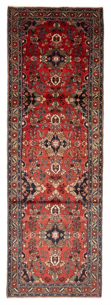 Vintage Hand-knotted Runner Rug 3'5" x 10'11" Traditional Oriental Wool Carpet