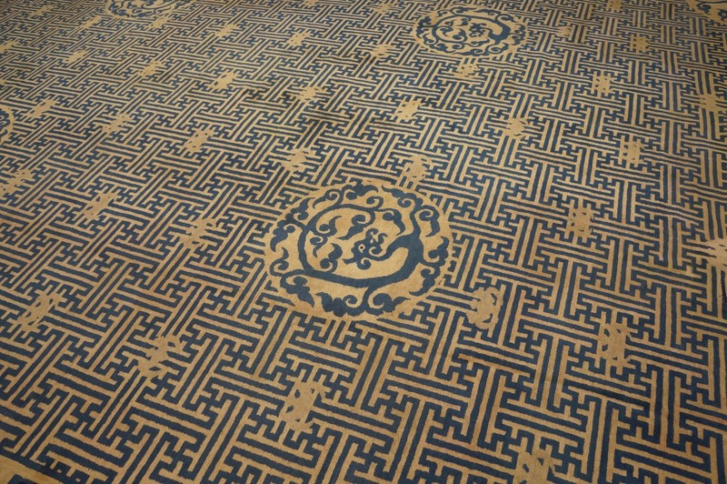 13x17 Antique Large Peking Chinese Geometric Knotted Dragon Rug gallery
