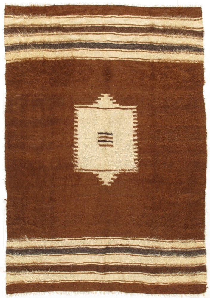Vintage Turkish Hand Woven Mohair Area Rug, 4'7" X 6'5 E23050