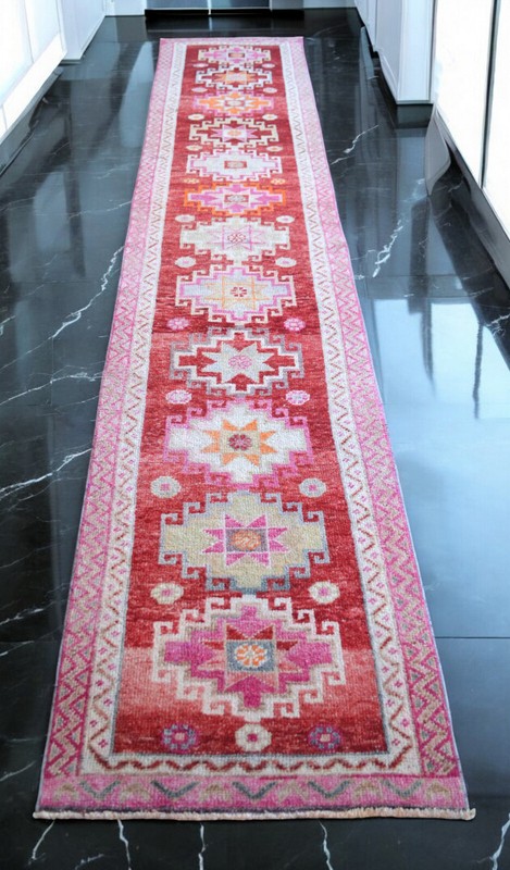 Vintage 1970s Turkish Rug Runner 2.7x13.3 ft | Handmade Anatolian Wool Runner Ru gallery