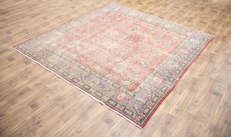 Semi-Antique Distressed Floral Square Oriental Rug Living Room Carpet 9’5x9’8 Ft gallery