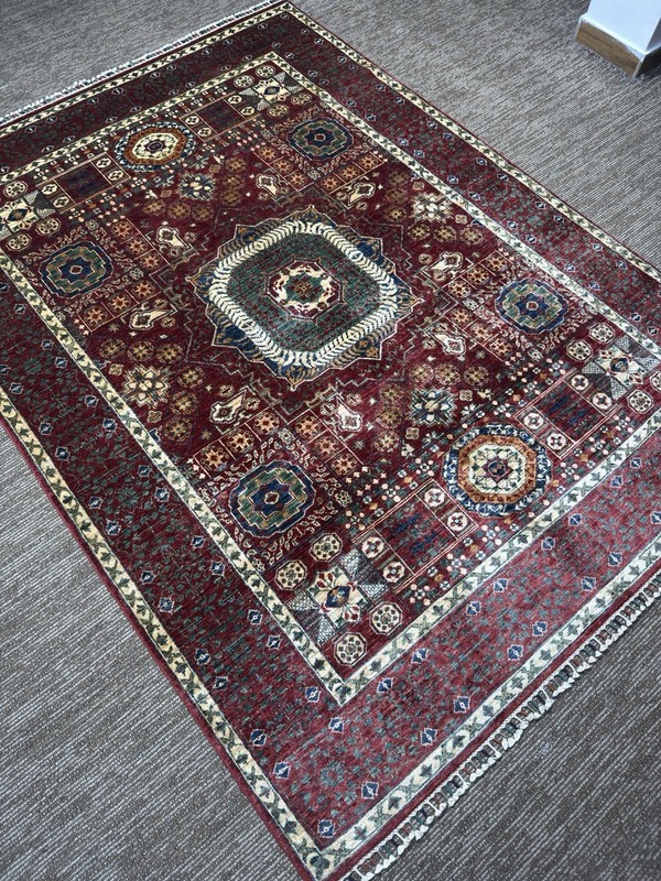Afghan Mamluk Wool Rug 6x8 Ft Fine Quality Hand Knotted Geometric Area Carpet gallery
